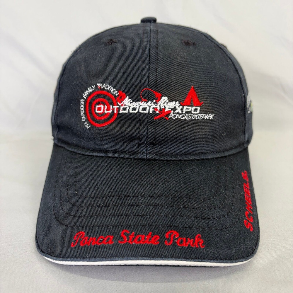 AMG Outdoor Expo Hat Ponca State Park Mens OSFM Black Multi Logo Cap